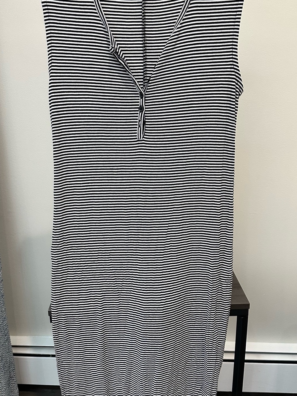 Black & White Striped Sleeveless Maxi Dress